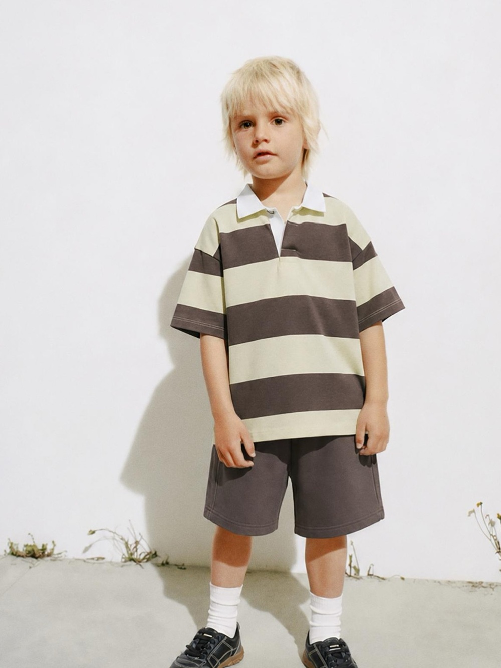 ZARA STRIPED POLO AND BERMUDA SET